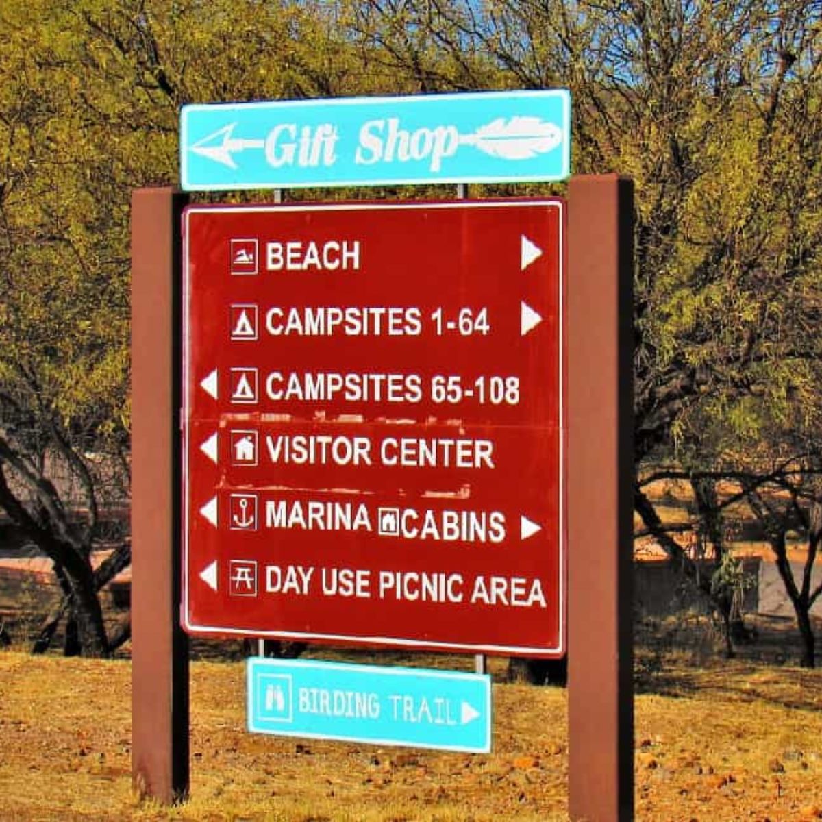 Directional sign in an Arizona's Patagonia state park.